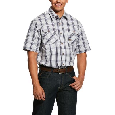 Ariat Work: Rebar Made Tough DuraStretch Camisa Hombre - Gris Oscuro (YIXWO3041)